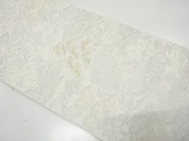 アンティーク　笠松に流水・草花模様織り出し袋帯（材料）